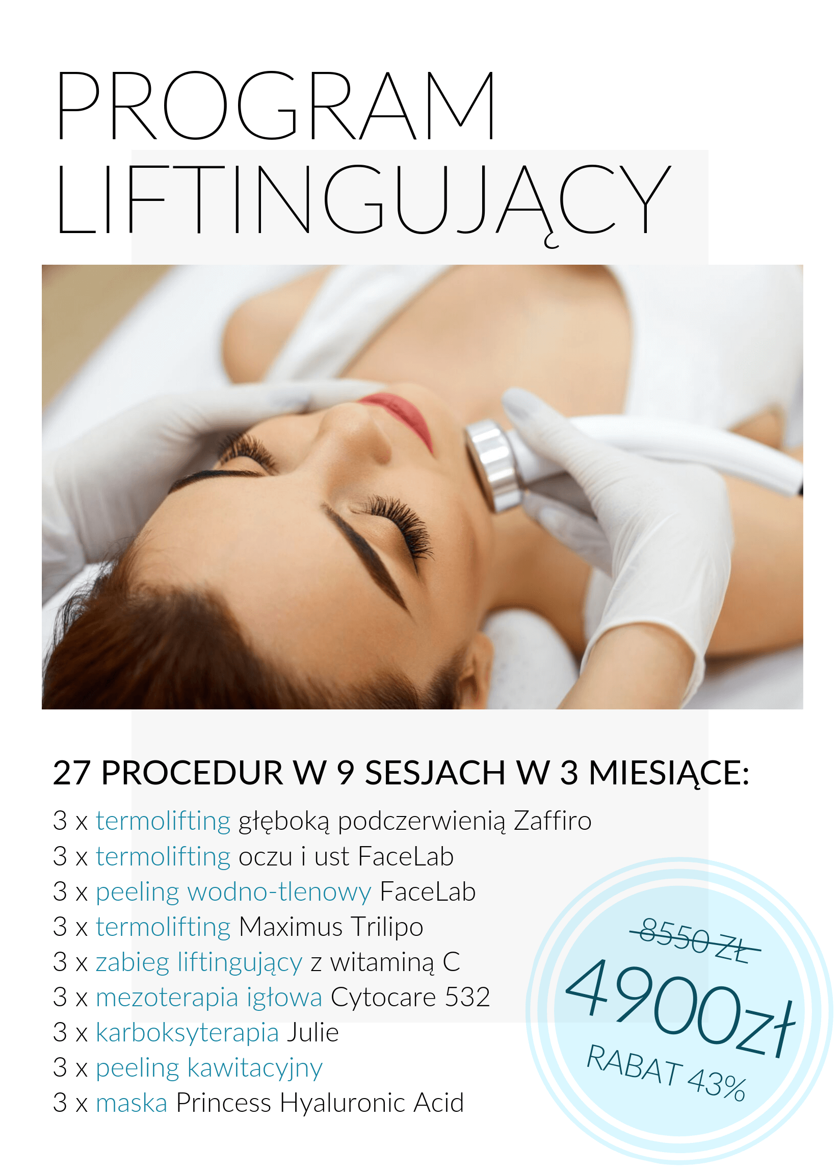 Program Liftingujący — zabiegi ujędrniające twarz, Velvet Skin Clinic