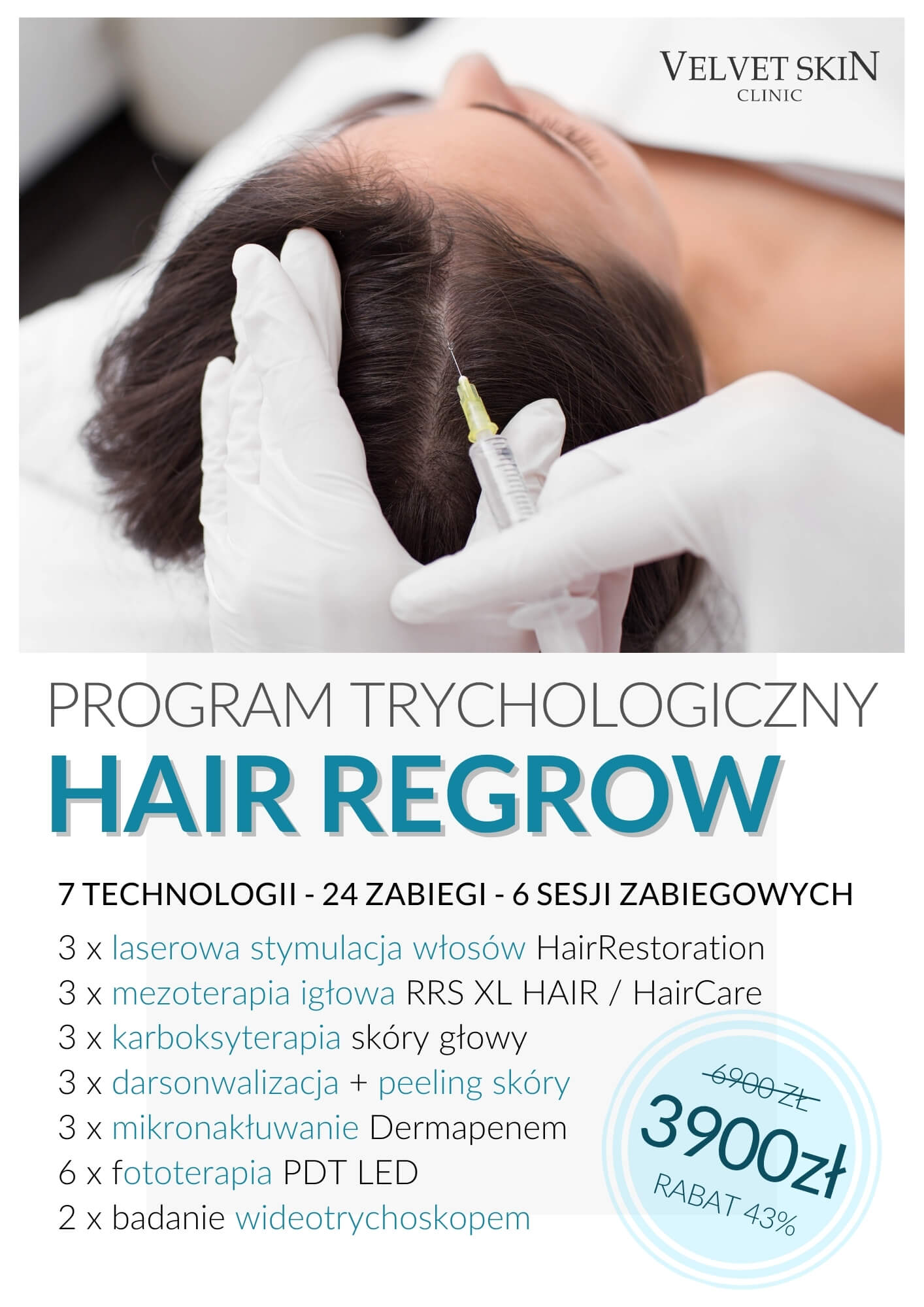 Program trychologiczny Hair Regrow — terapia włosów, Velvet Skin Clinic