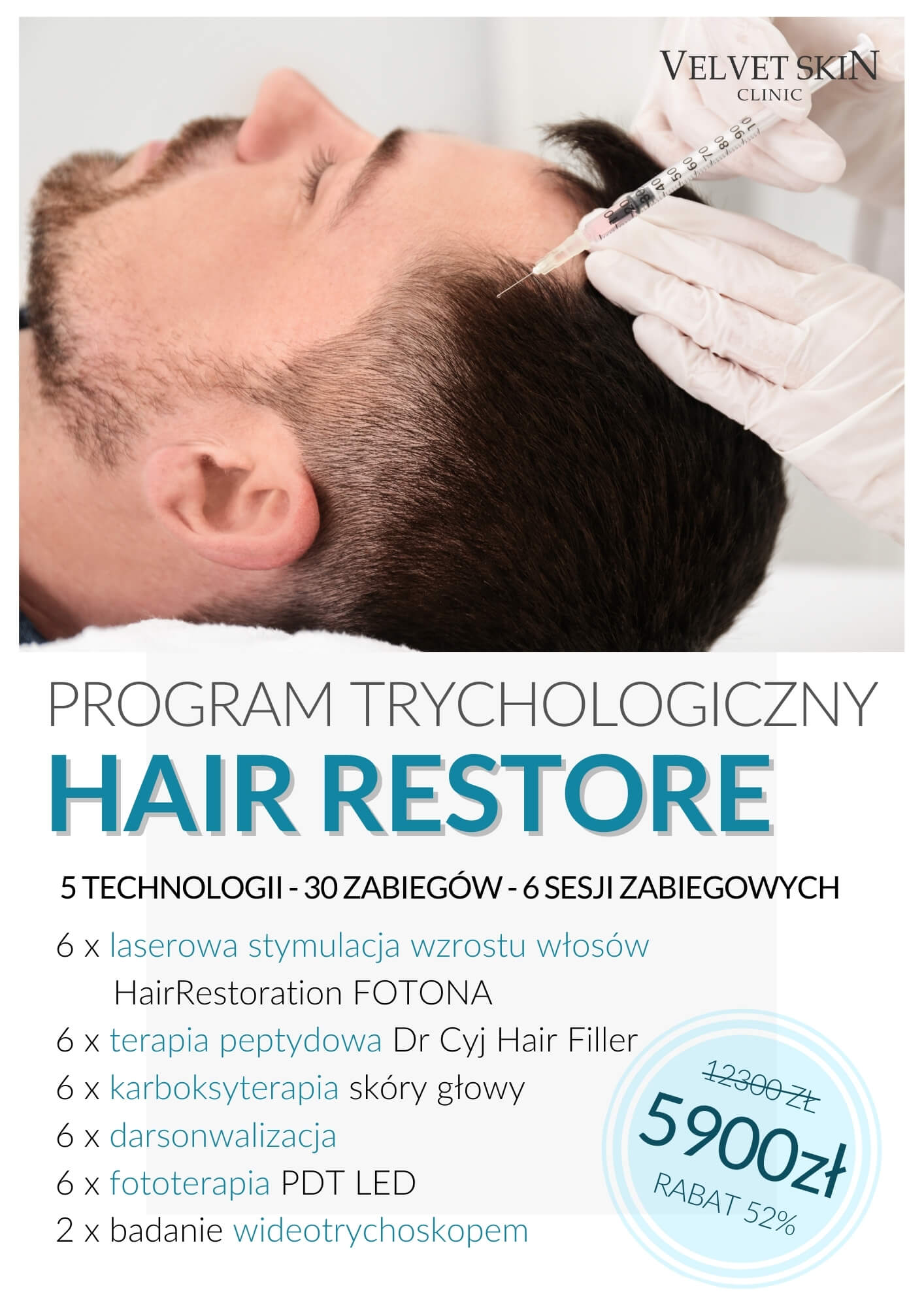 Program trychologiczny Hair Restore — terapia włosów, Velvet Skin Clinic